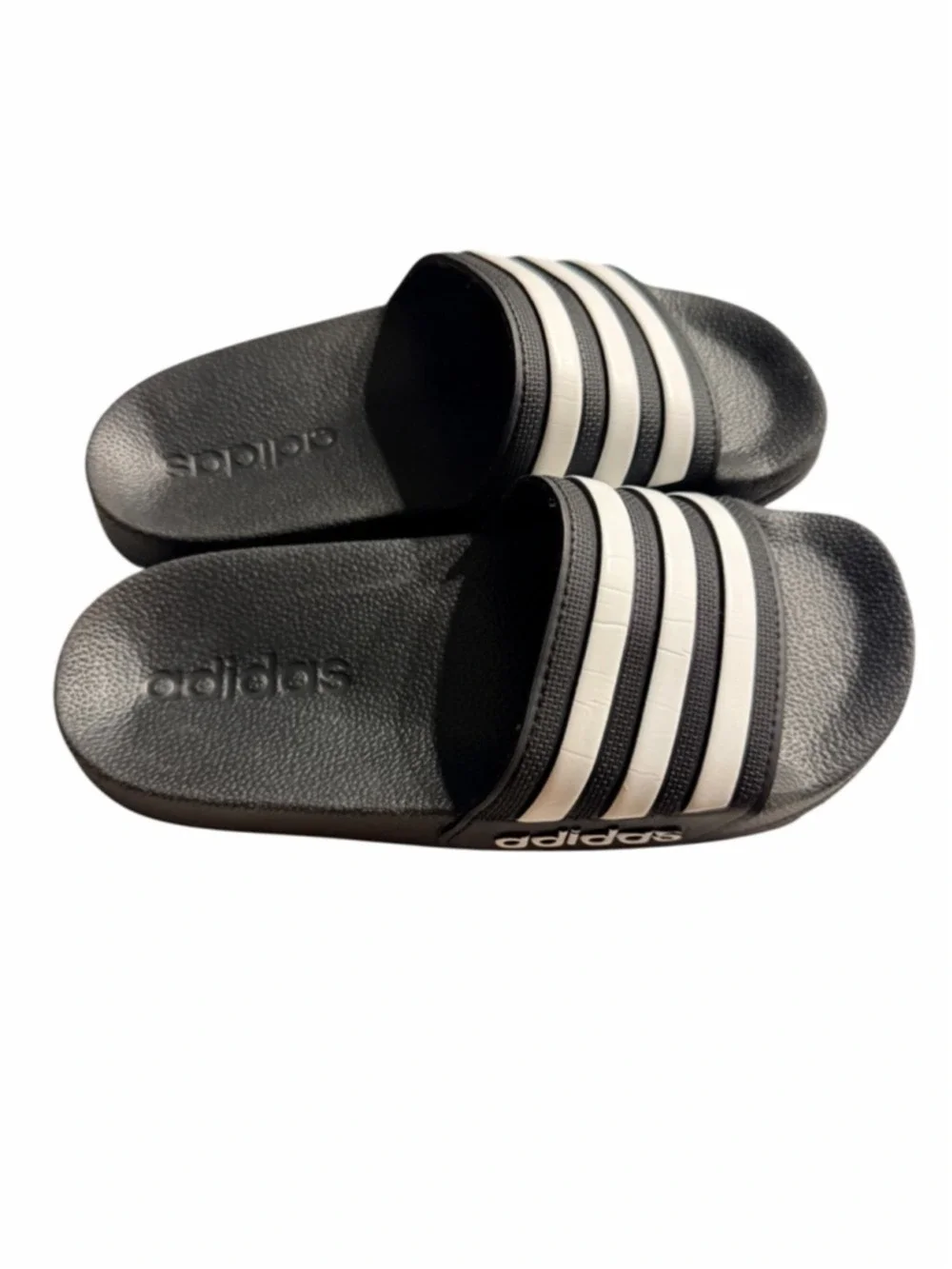Adidas Adilette Slides Boys Size 13 Black White Slip On Sandals Kids Shoes